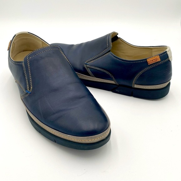 Pikolinos Men's Leather Palamos Mor Slip On Loafers Flats Shoes Navy Size 11.5 - Picture 1 of 9